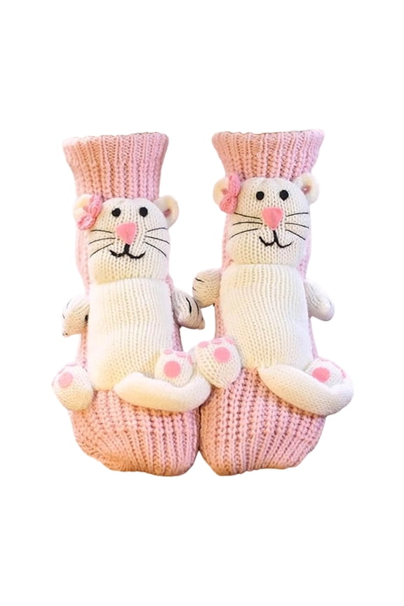 3D Knit Animal Socks for Women, Funny Hug Striking Animal Socks for Kids,Hand Crocheted Soft Breathable Cotton (Cat, 1 Pair)