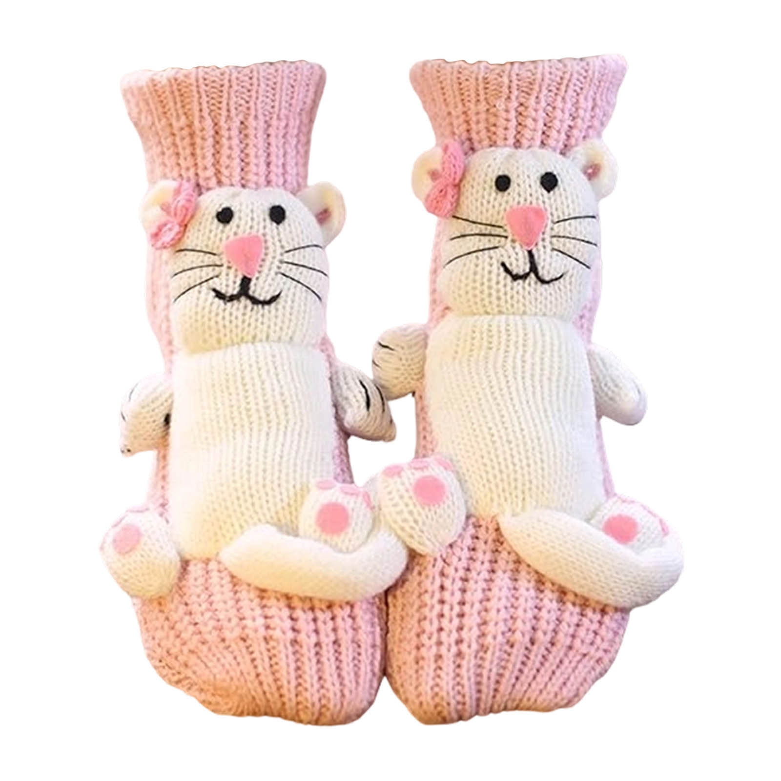 3D Knit Animal Socks for Women, Funny Hug Striking Animal Socks for Kids,Hand Crocheted Soft Breathable Cotton (Cat, 2 Pair)