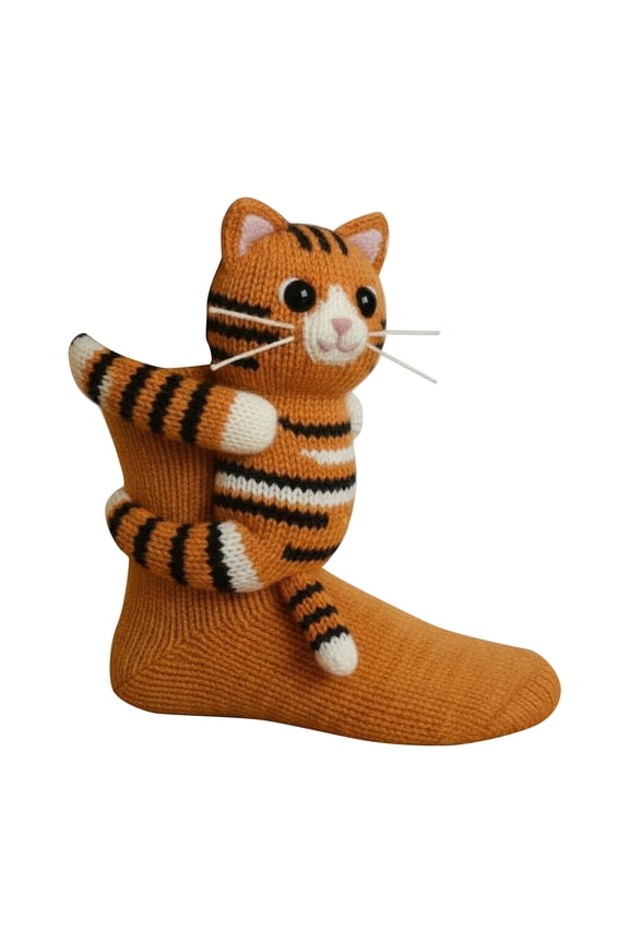 3D Knit Bat Socks, Funny Novelty Christmas Floor Socks, Cute Hand Crochet Knit Sock