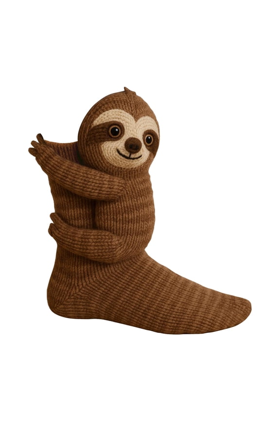 3D Knit Sloth Socks, Funny Novelty Floor Socks, Cozy Hand Crochet Knit Sock