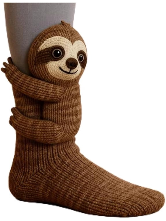 3D Knit Sloth Socks,Socks Cute Animal Hand Crocheted Sock for Christmas Birthday Gift