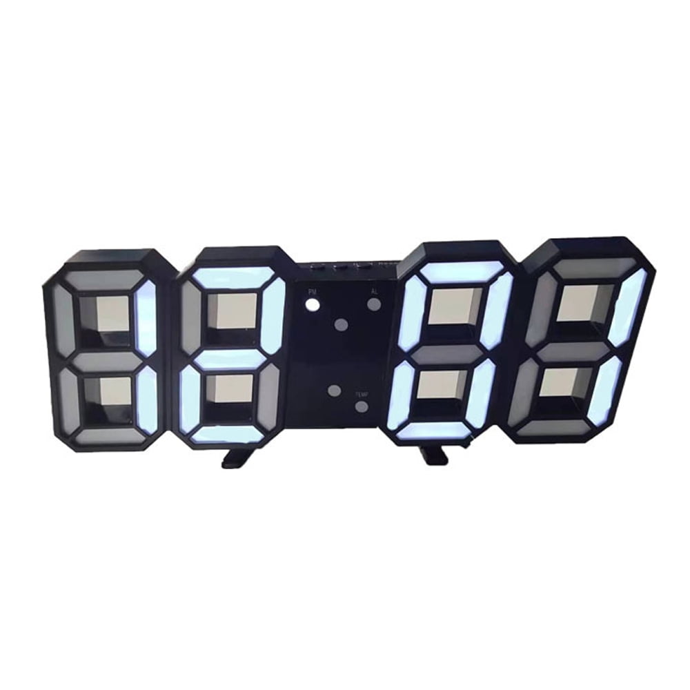 3D LED Digital Alarm Clock Desk Wall Clocks, Temperature, Nightlight