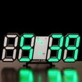 thumbnail image 1 of 3D LED Digital Alarm Clock Table Wall Modern Alarm Clock Multifunctional Number Time Clock, Brightness Adjustable Snooze Function Temperature Display for Bedroom Office Home - green, 1 of 6