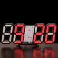 thumbnail image 1 of 3D LED Digital Alarm Clock Table Wall Modern Alarm Clock Multifunctional Number Time Clock, Brightness Adjustable Snooze Function Temperature Display for Bedroom Office Home - red, 1 of 6