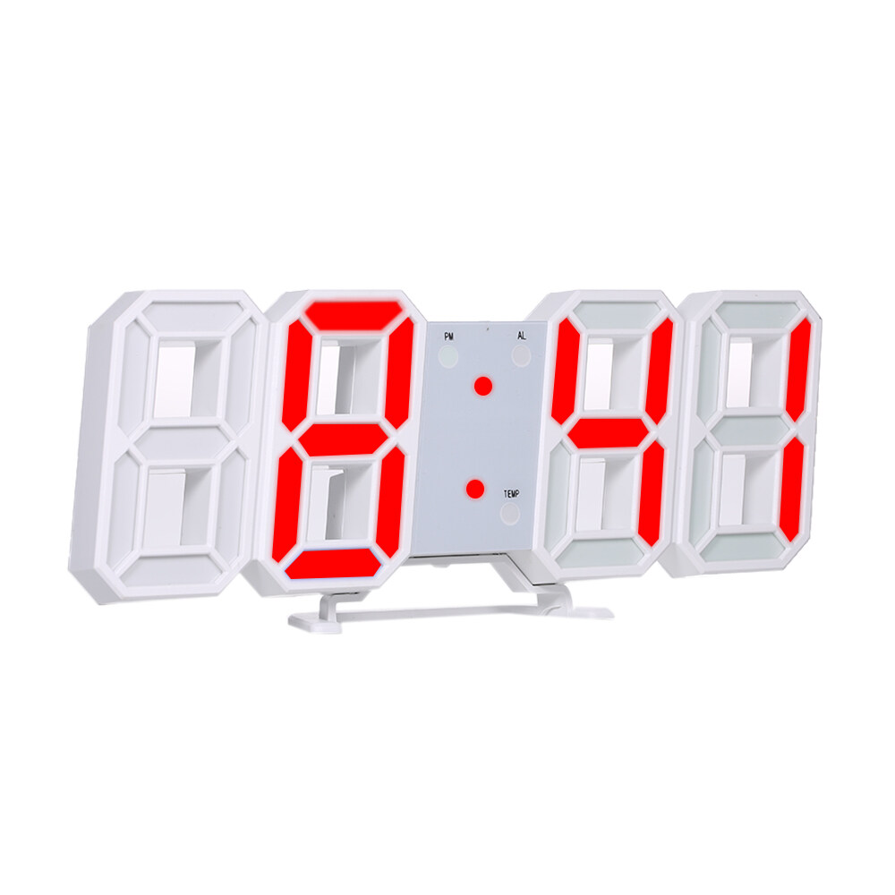 Hour Display 3D LED Digital Clock Glowing Night Mode Brightness Adjustable ...