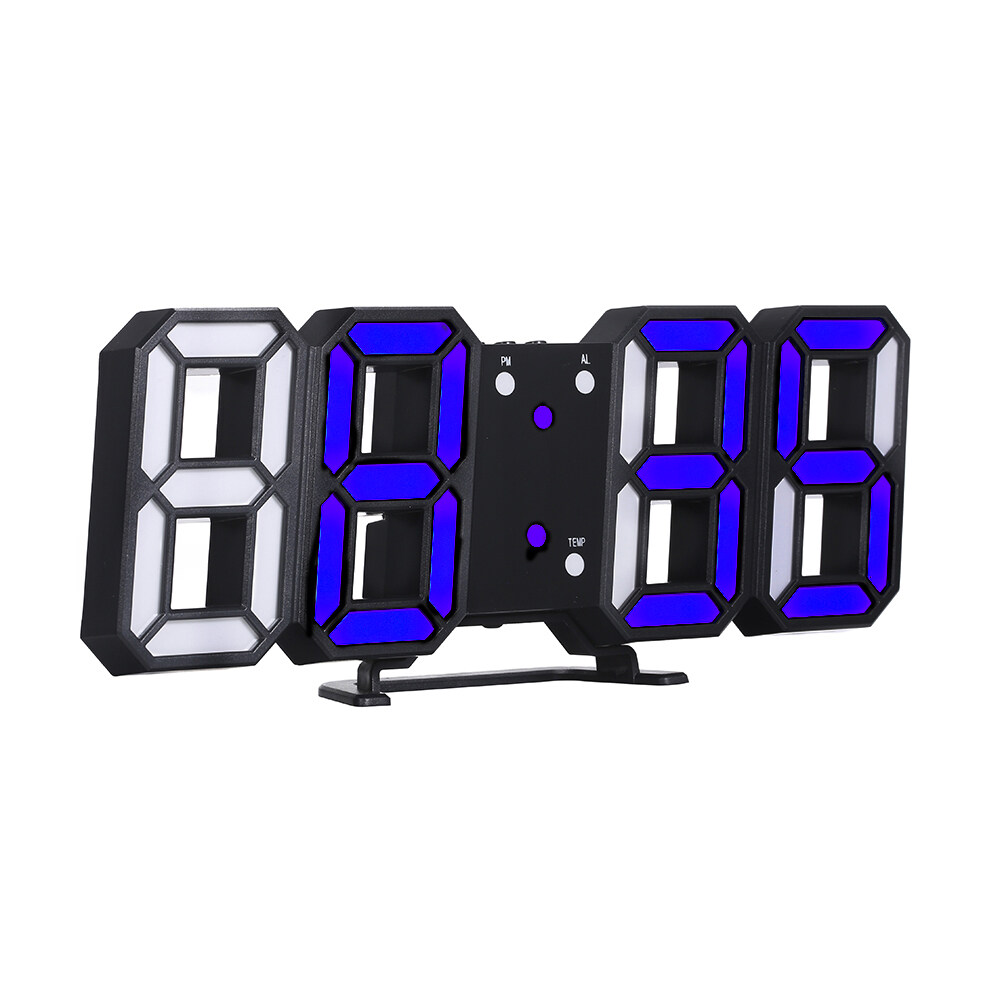 Hour Display 3D LED Digital Clock Glowing Night Mode Brightness Adjustable ...