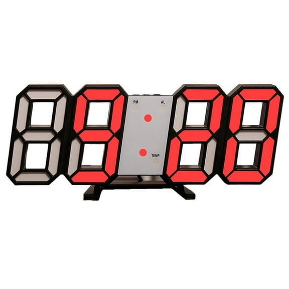 3D LED Digital Clock Luminous Wall Clock Multifunctional USB Plug in Electronic Clock Home Decoration,White