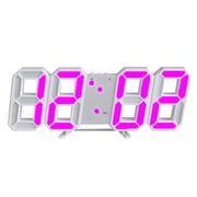 3D LED Digital Wall Alarm Clock, LED Light Nightlight Decor Clocks , for Kitchen Bedroom Office,Pink G4133