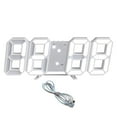 thumbnail image 1 of 3D LED Digital Wall Clock Dimmable Nightlight Decor LED Digital Alarm Clocks with Temperature Display White, 1 of 8