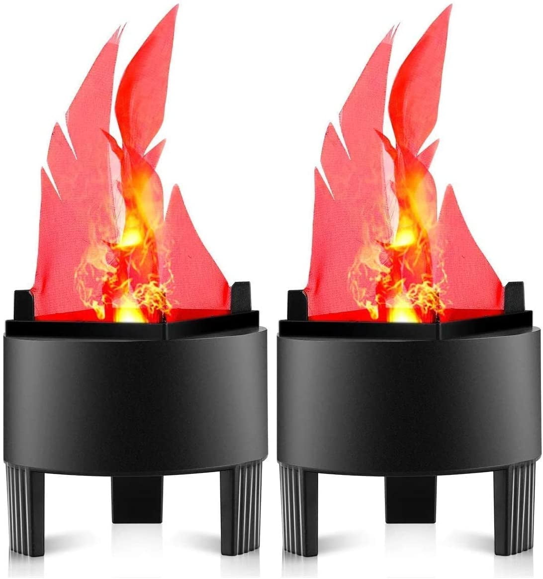 3D LED Fake Fire Flame Lights, 2Pack 110V Flickering Fire Flame