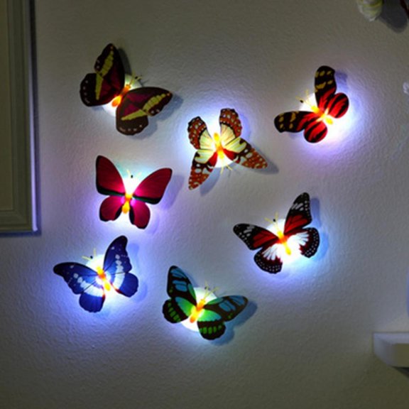 3D LED Flash Glow Butterfly Night Lights Wall Stickers, Optical Fiber Butterfly for Kids Room Bedroom Wall Decor