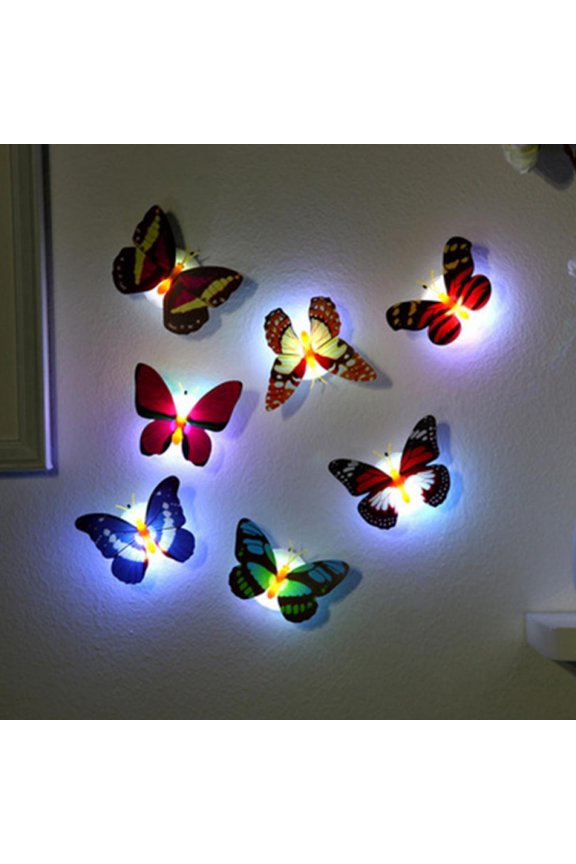 3D LED Flash Glow Butterfly Night Lights Wall Stickers, Optical Fiber Butterfly for Kids Room Bedroom Wall Decor