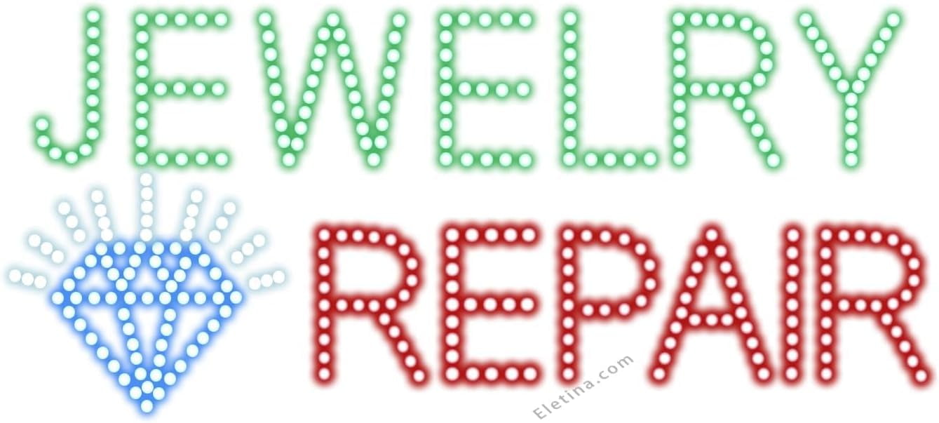 3D LED Neon Signs Bar Game Room Signs Jewelry Repair For Business, Super Bright Led Open For Jewelry Repair Service Electric Advertising Display For Jewelry Store Decor 16 x 12 In