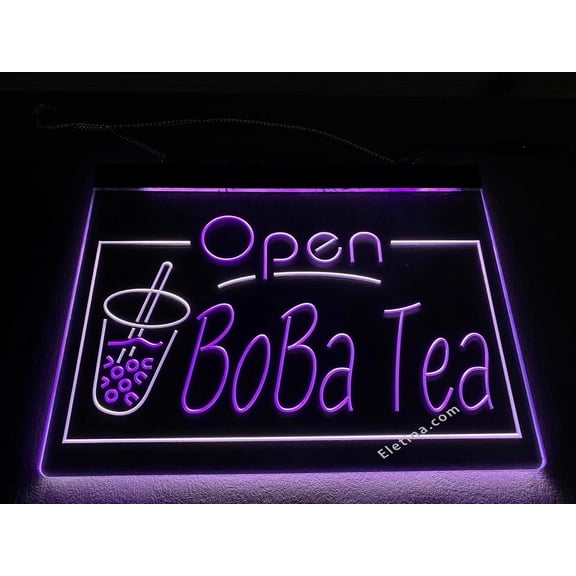 3D LED Neon Signs Bar Neon Light Sign Boba Tea. Open. Bubble Milk Tea St6-i4031 Lamp Neon Like Led Signs For Wall Decor 16 x 12 In