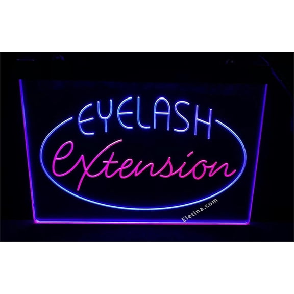 3D LED Neon Signs Bar Neon Light Sign Eyelash Extension Dual Color Led Blue Red Lamp Neon Like Signs For Wall Decor 16 x 12 In
