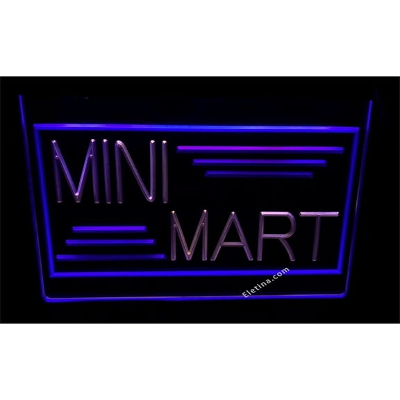 3D LED Neon Signs Bar Neon Light Sign Led Flex Mini Mart For Window/wall Displays | Advertising Electronic Up For Retail Businesses | Lamp Neon Like Signs Decor 16 x 12 In