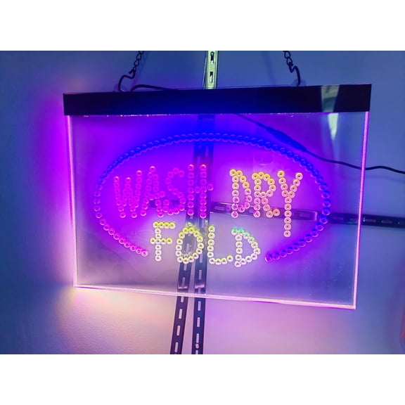 3D LED Neon Signs Bar Neon Light Sign Led Wash Dry Fold For Business, Super Bright Led Open For Laundromat, Electric Advertising Display For Laundry Business Store Window Decor 16 x 12 In