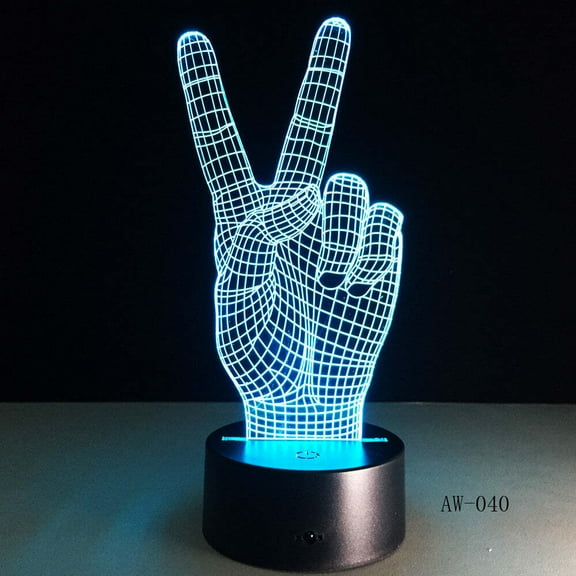 3D LED PEACE SIGN LAMP 3 DIFFRENT COLOR OPTIONS GREAT FOR ANY ROOM