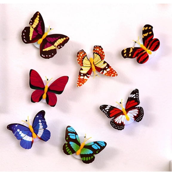 3D LED Seven Colored Self-adhesive Butterfly Wall Stickers Night Lights Wall Decal Wall Light House Decoration (Random Color)