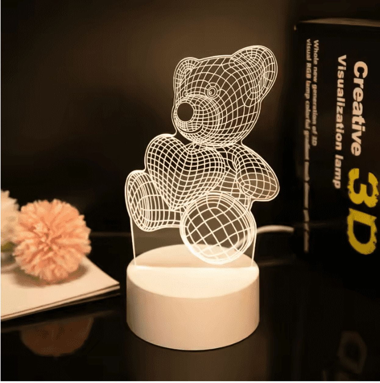 3D LED Teddy Bear Night Light Lamp