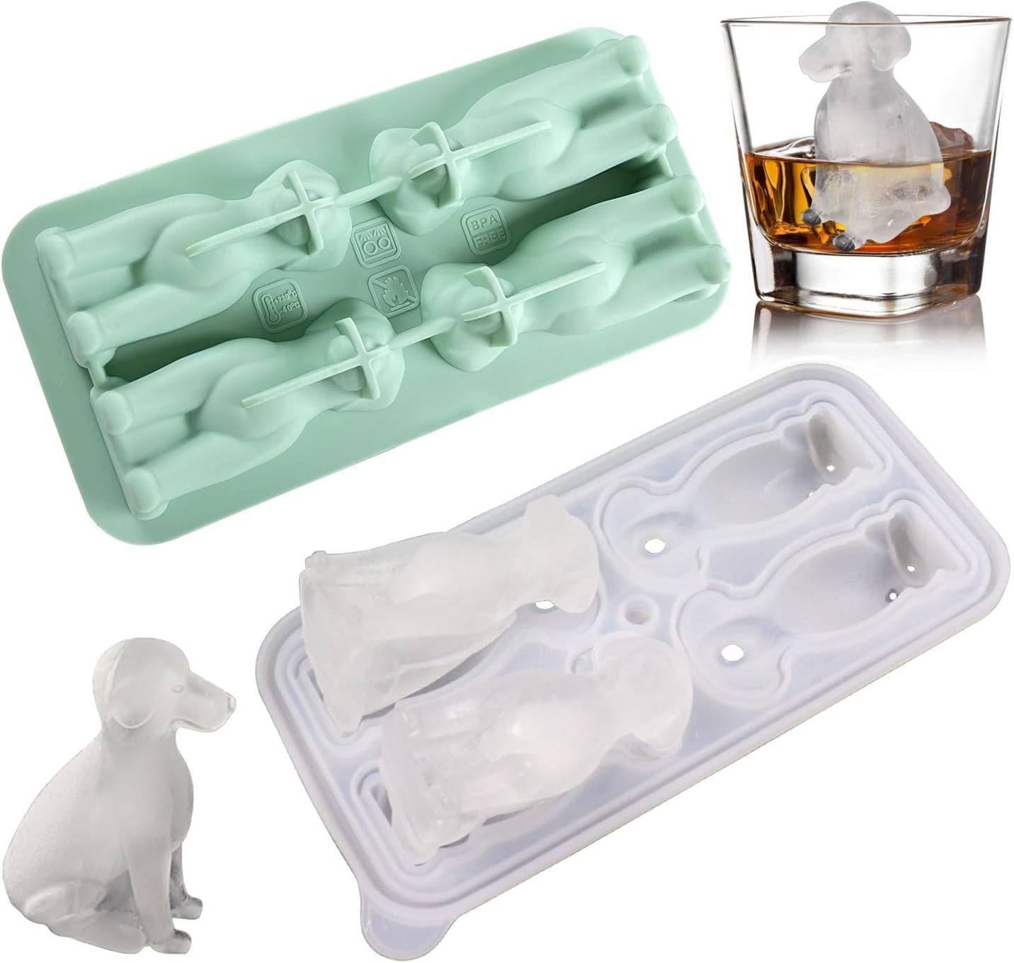 3D Labrador Shape Silicone Ice Cube Tray, Silicone Dog Shape Ice Cube