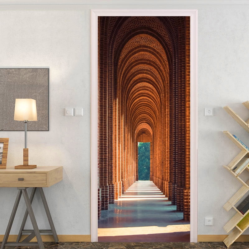 3D Ladder Door Sticker Natural Scenery Wallpaper Creative Arts Mural