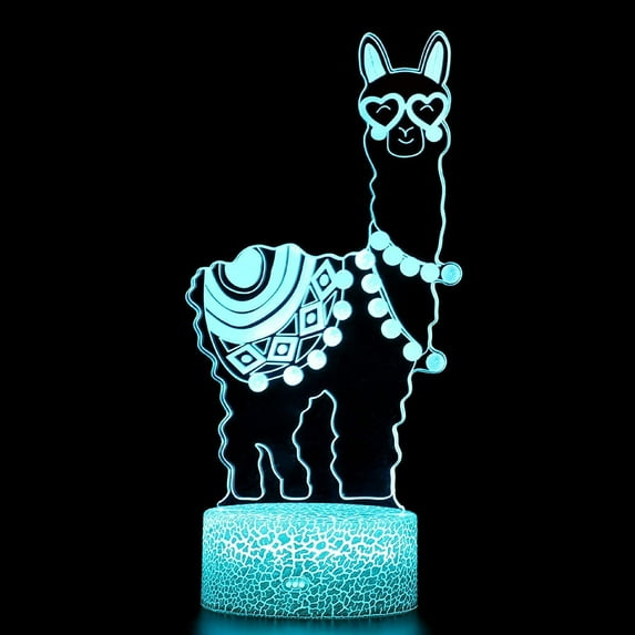 3D Lamp Alpaca Llama Night Light Mood Lamp 7 Color Changing Light Crack Base For Birthday Gifts Toys Kids Night Light
