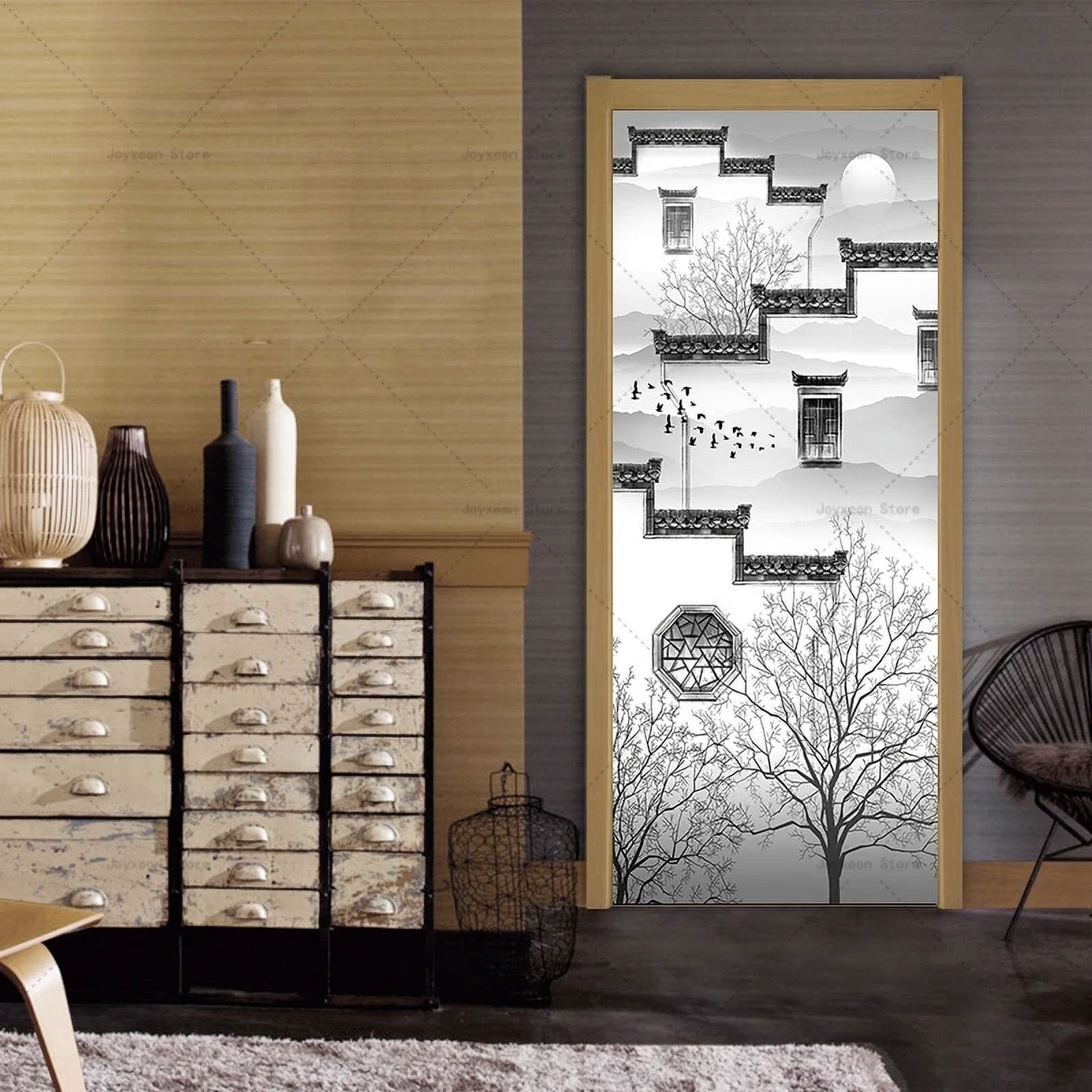 3D Landscape Door Sticker Vinyl PVC Waterproof Self-Adhesive Wallpaper ...