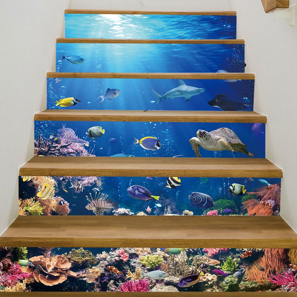 3D Landscape Stair Sticker House Ladder Art Sticker PVC Waterproof Self