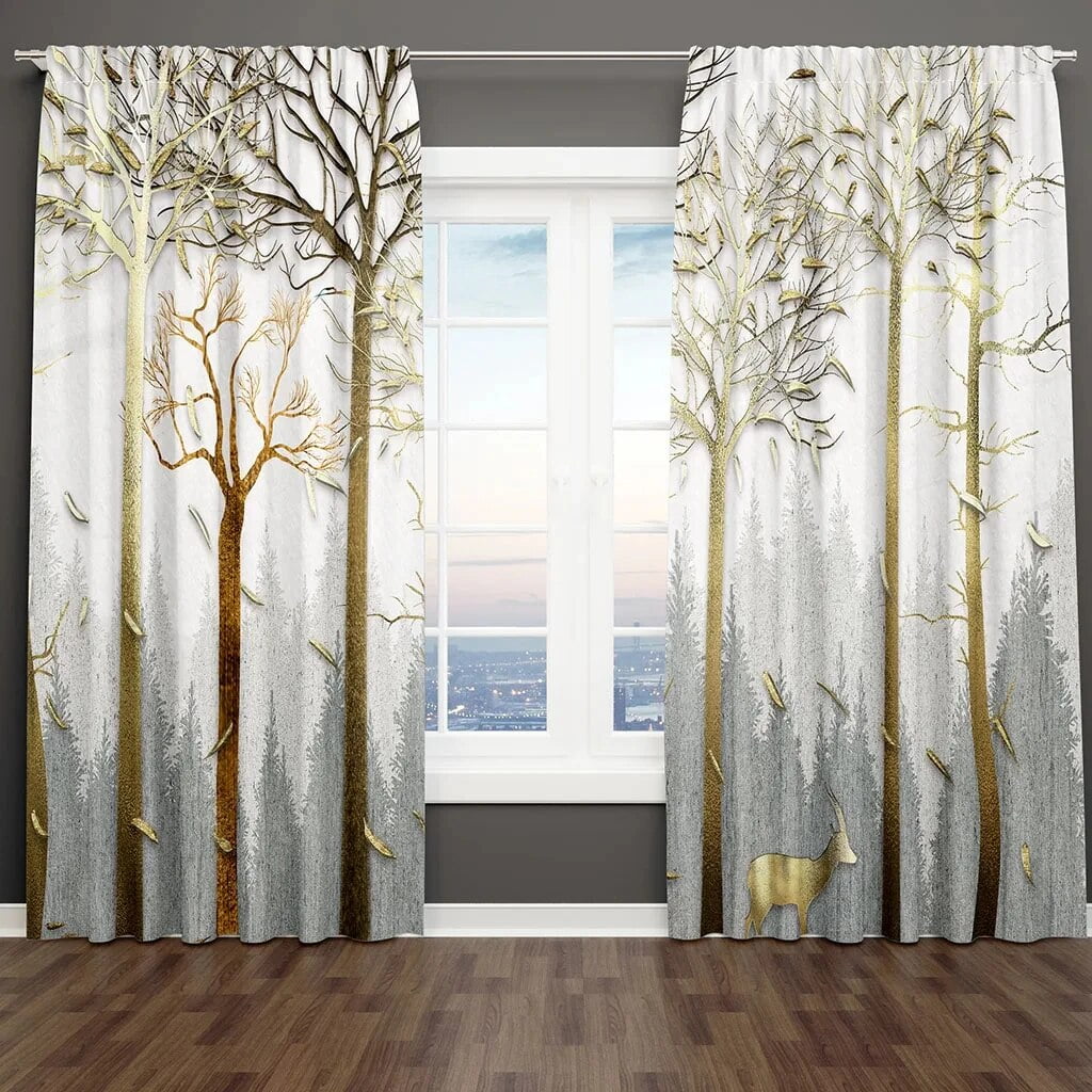 3D Landscape Thick Blackout Curtains Nature Landscape Misty Forest