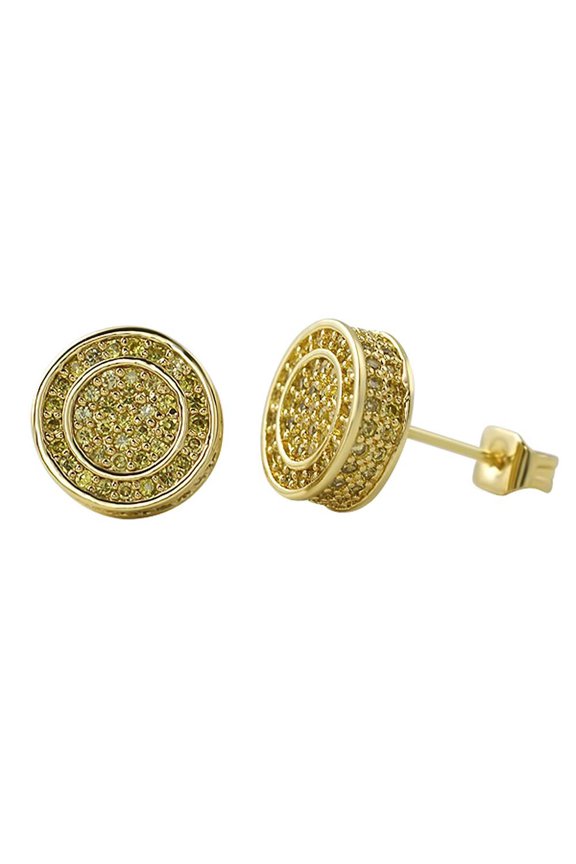 3D Large Circle Lemonade CZ Bling Bling Earrings