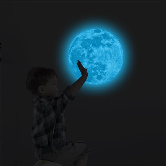 3D Large Fluorescent Removable Moon Sticker Glow In The Dark Wall Decal For Astronomy Enthusiasts, Multi-Size Options (12Cm Diameter) Made Of Durable Pvc, Easy To Apply