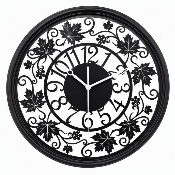 3D Laser Cut Maple Leaf Metal Wall Clock, Rustic Nature Inspired Cutout Decor, Autumn Fall Harvest Wall Art, Holiday Gift for Nature Lovers