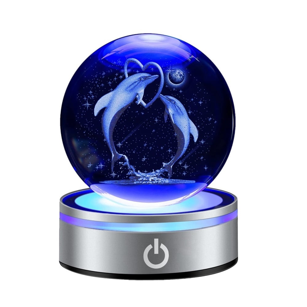 3D Laser-Engraved Glass Sphere Crystal Moon Globe Fairy Moon Night Light