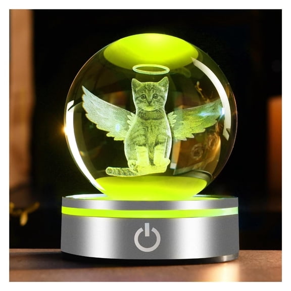 3D Laser-Engraved Glass Sphere Crystal Moon Globe Fairy Moon Night Light