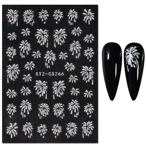 3D Laser Firework Nail Art Stickers, Colorful Glitter Self-Adhesive Nail Decals for Women DIY Nail Decoration