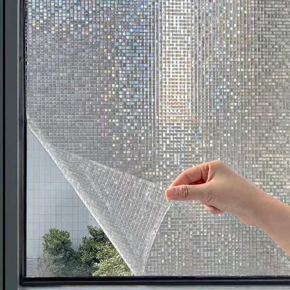 3D Laser Mosaic Glass Sticker, Window Privacy Glass Film, Electrostatic Adsorption Glass Window Film, Suitable for Kitchen, Bathroom, Bedroom, Office and Other Scenes