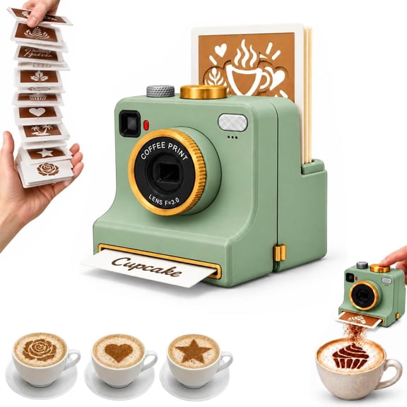 3D Latte Art Coffee Printer Machine, Manual Coffee Stencil Printer Kit with Pattern Cards
