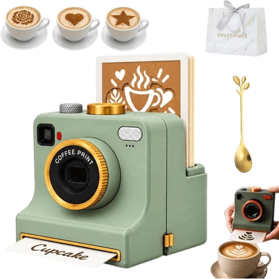 3D Latte Art Printer Machine With One-Touch Function And 4 Stencils(Green)