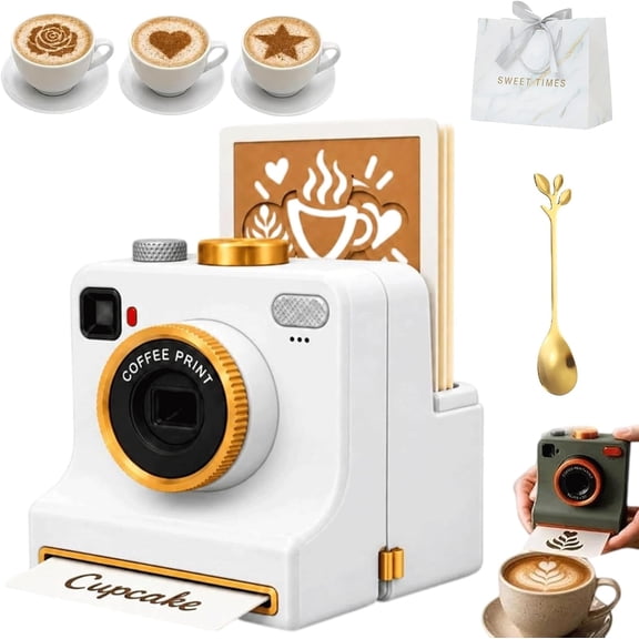 3D Latte Art Printer Machine With One-Touch Function And 4 Stencils(White)