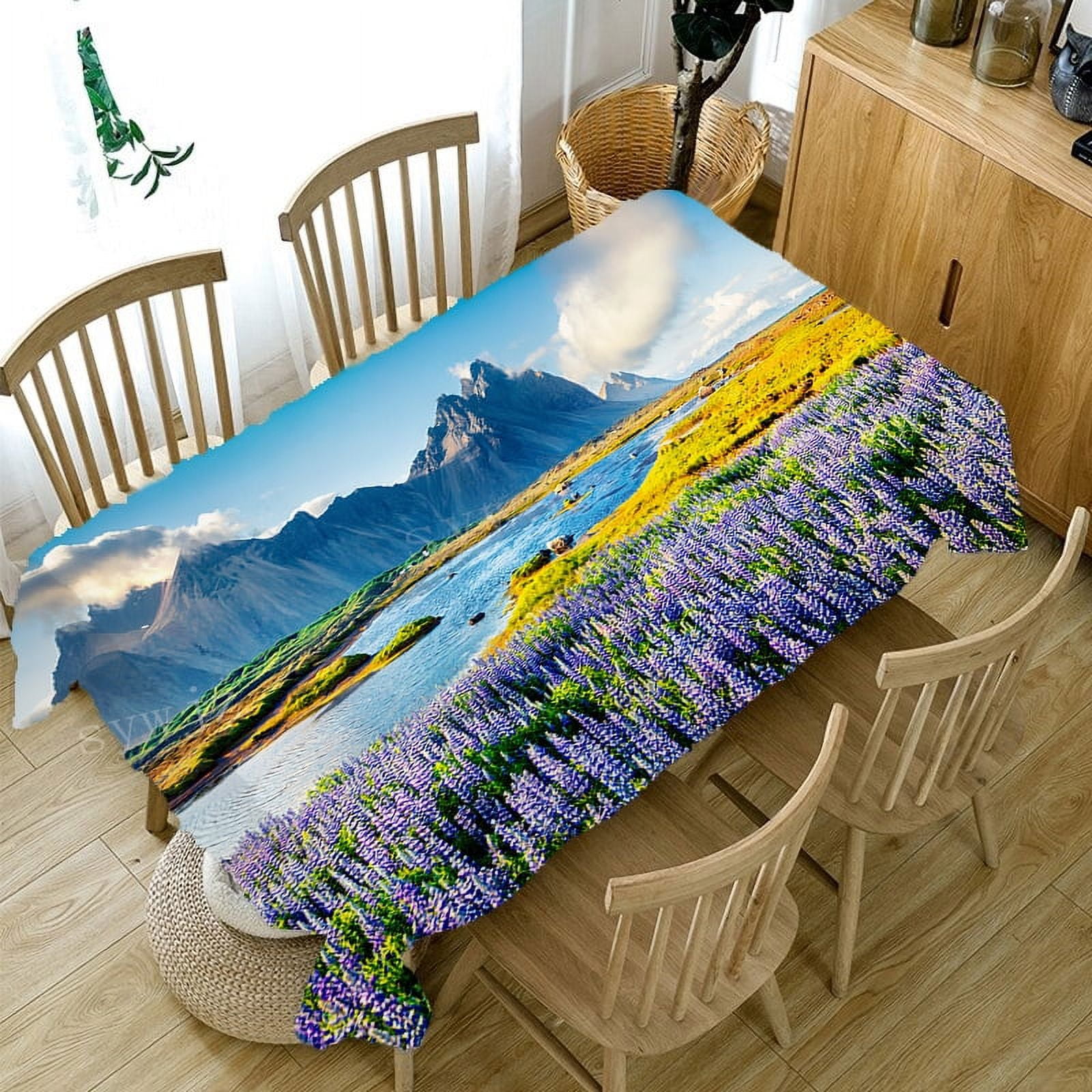 3D Lavender Hot Air Balloon Tablecloth Kitchen Anti-Rectangular Dining ...