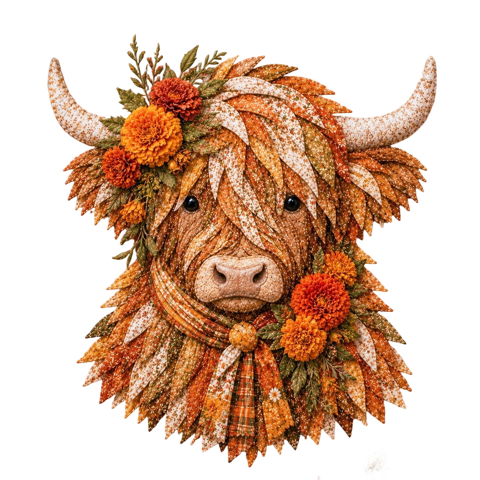 3D Layered Art DIY Kit Highland Cow with Orange Floral Accents Beginner ...