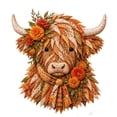 3D Layered Art DIY Kit Highland Cow with Orange Floral Accents Beginner ...