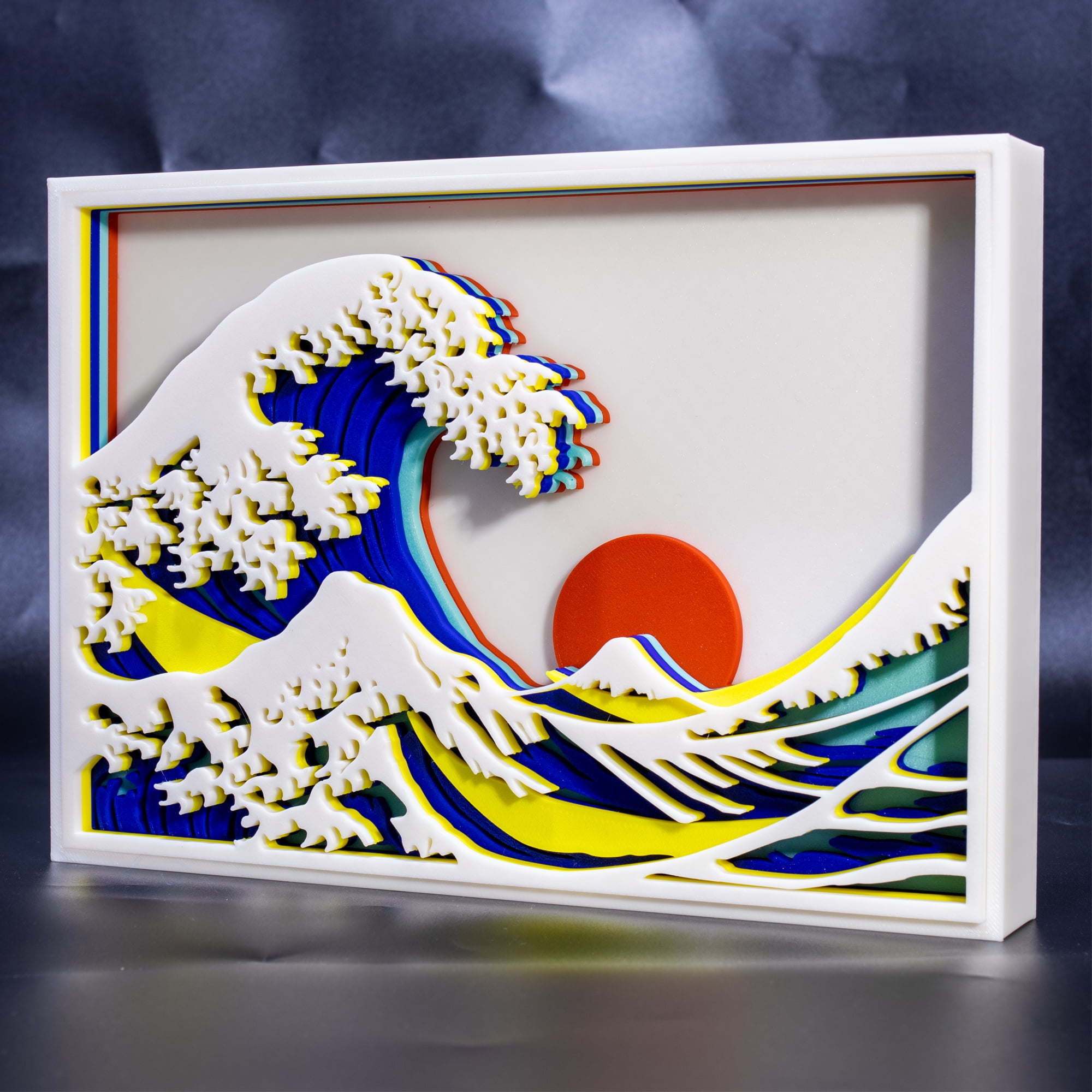 3D Layered Wall Art, The Great Wave Japanese Art Print with