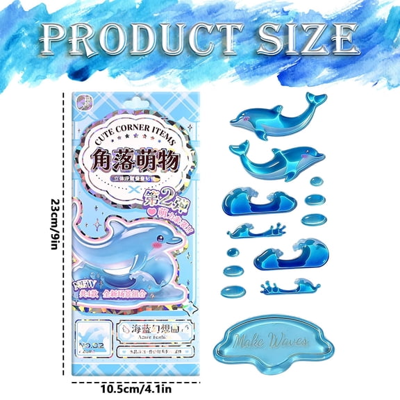 3D Layered Whale Stickers, Solid Embossed Puffy Decals for Kids Scrapbooking Laptop Water Bottle