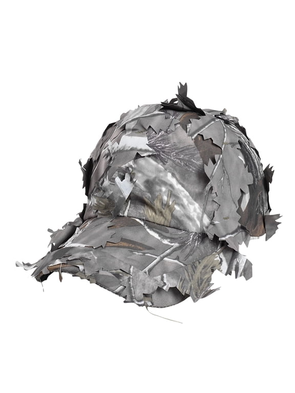 3D Leaf Camouflage Baseball Cap, Realistic Bionic Hunting Hat with Synthetic Foliage for Stealth Concealment, Adjustable Duckbill Cap for Bird Watching Outdoor Hiking Paintball, Brown Polyester