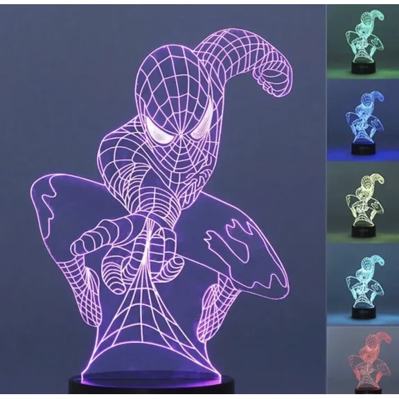 3D Led Spiderman Bedroom Room Lamp 7 Colors Desk Lamp Touch