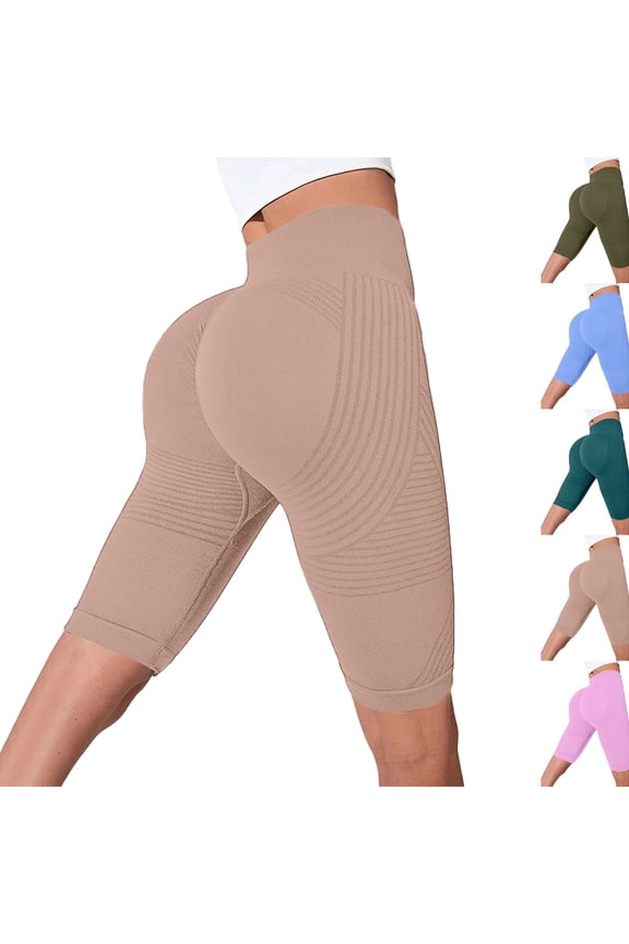 3D Legging Cellulite Compression Anti Cellulite Short Legging High Waisted Butt Lifting Tummy Control for Gym Workout,M,Khaki