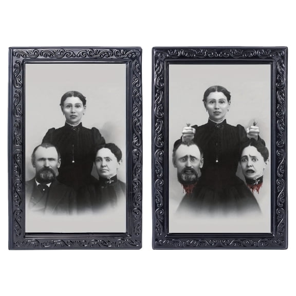 3D Lenticular Moving Picture Frame - Style AK - Scary Halloween Wall Decor with Changing Images for Indoor Haunted House Display