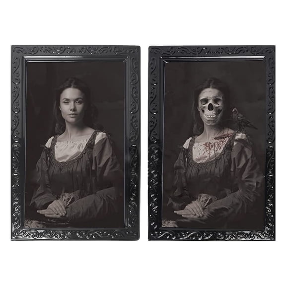 3D Lenticular Moving Picture Frame - Style AM - Scary Halloween Wall Decor with Changing Images for Indoor Haunted House Display